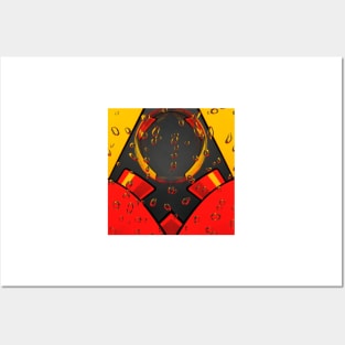 GUARDİAN IN THE RAIN. Abstract  design in vivid RED and YELLOW Posters and Art